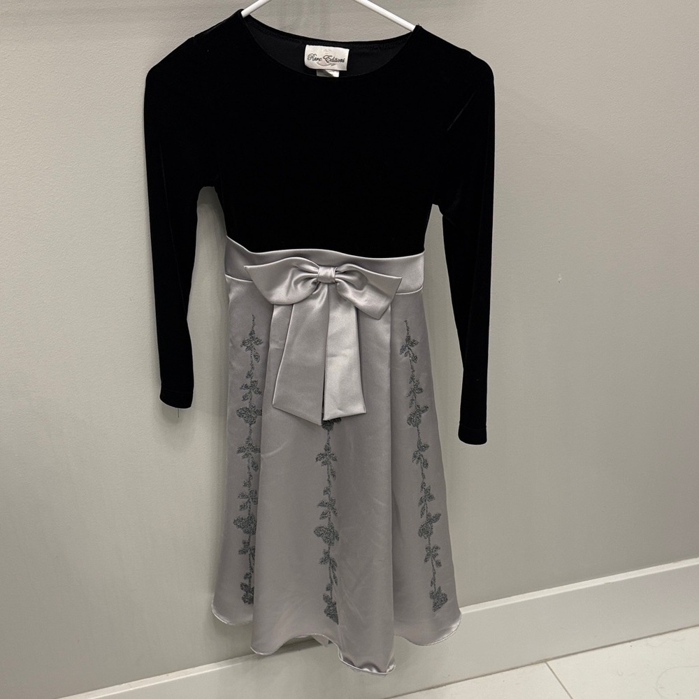 Rare Editions Black and Silver Dress with Bow